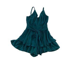 Entro Green Women's Strappy Waist Tie Romper - Small